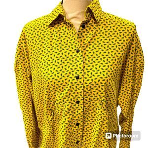 Ultimate 🤩 vintage Liz Wear yellow green paisley flannel pocket oversized shirt